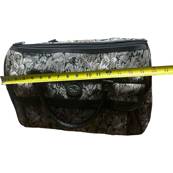 Diane Von Furstenberg DVF Grey Vintage Floral Tapestry Duffle Weekender Bag - Picture 11 of 16